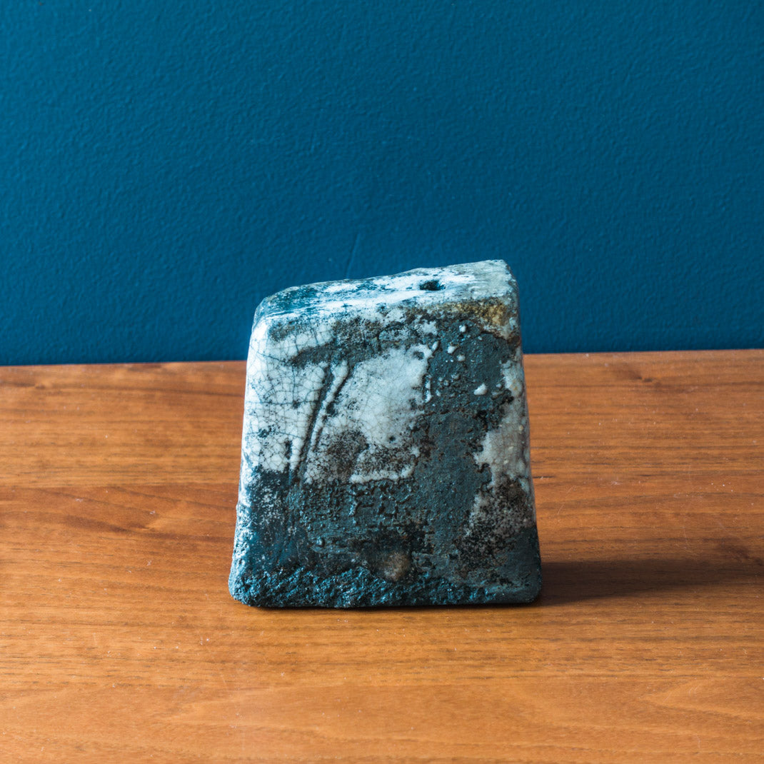 Gray Raku dry vase, unique piece