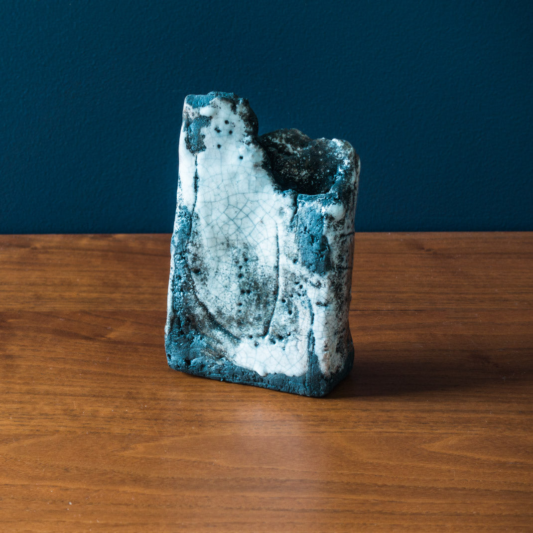 Dry Raku rock vase, unique piece