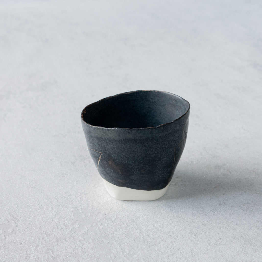 Set of 2 chokos, Kokubyaku sake cups, unique pieces