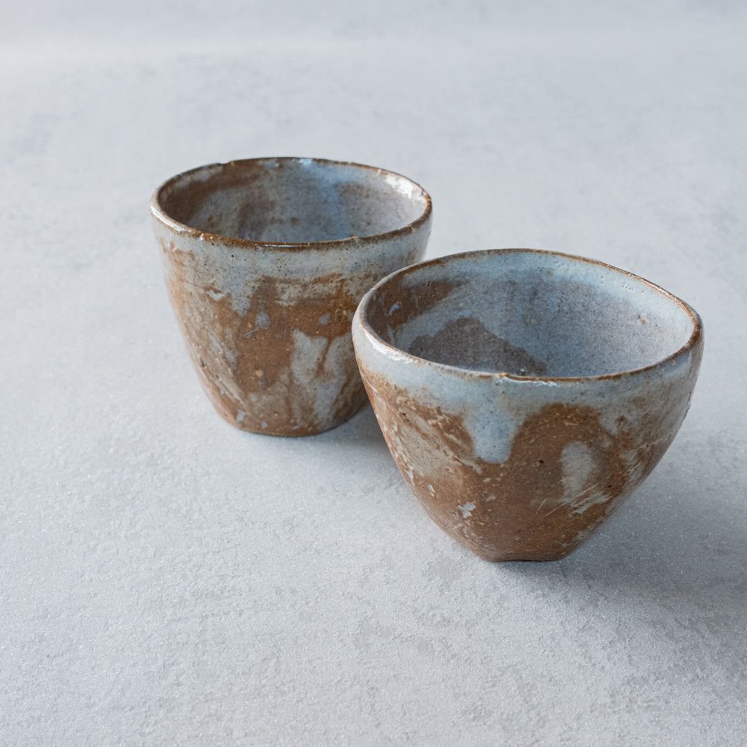 Set of 2 sake cups, unique pieces