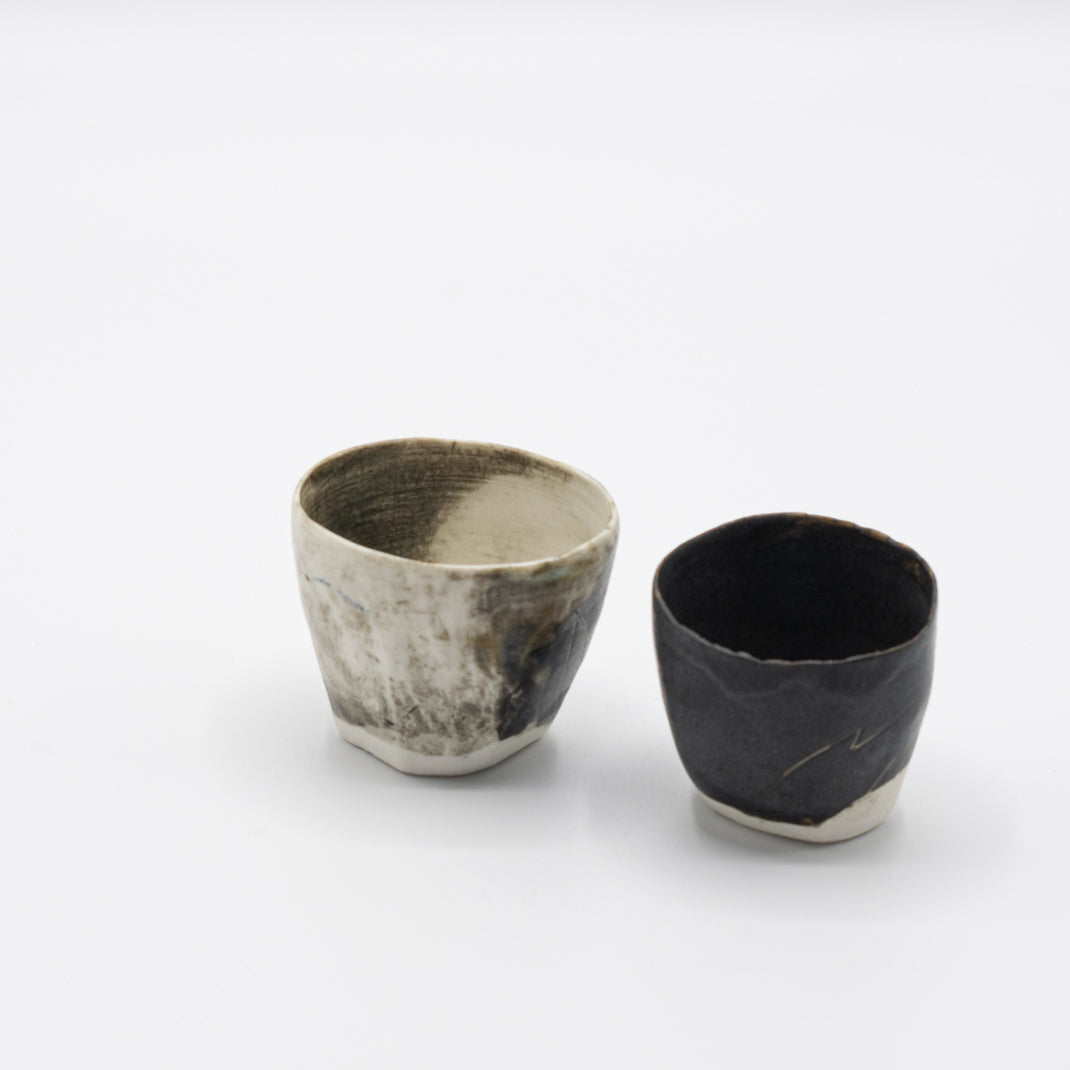 Set of 2 chokos, Kokubyaku sake cups, unique pieces