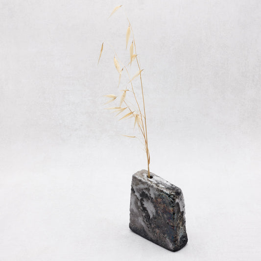 Gray Raku dry vase, unique piece