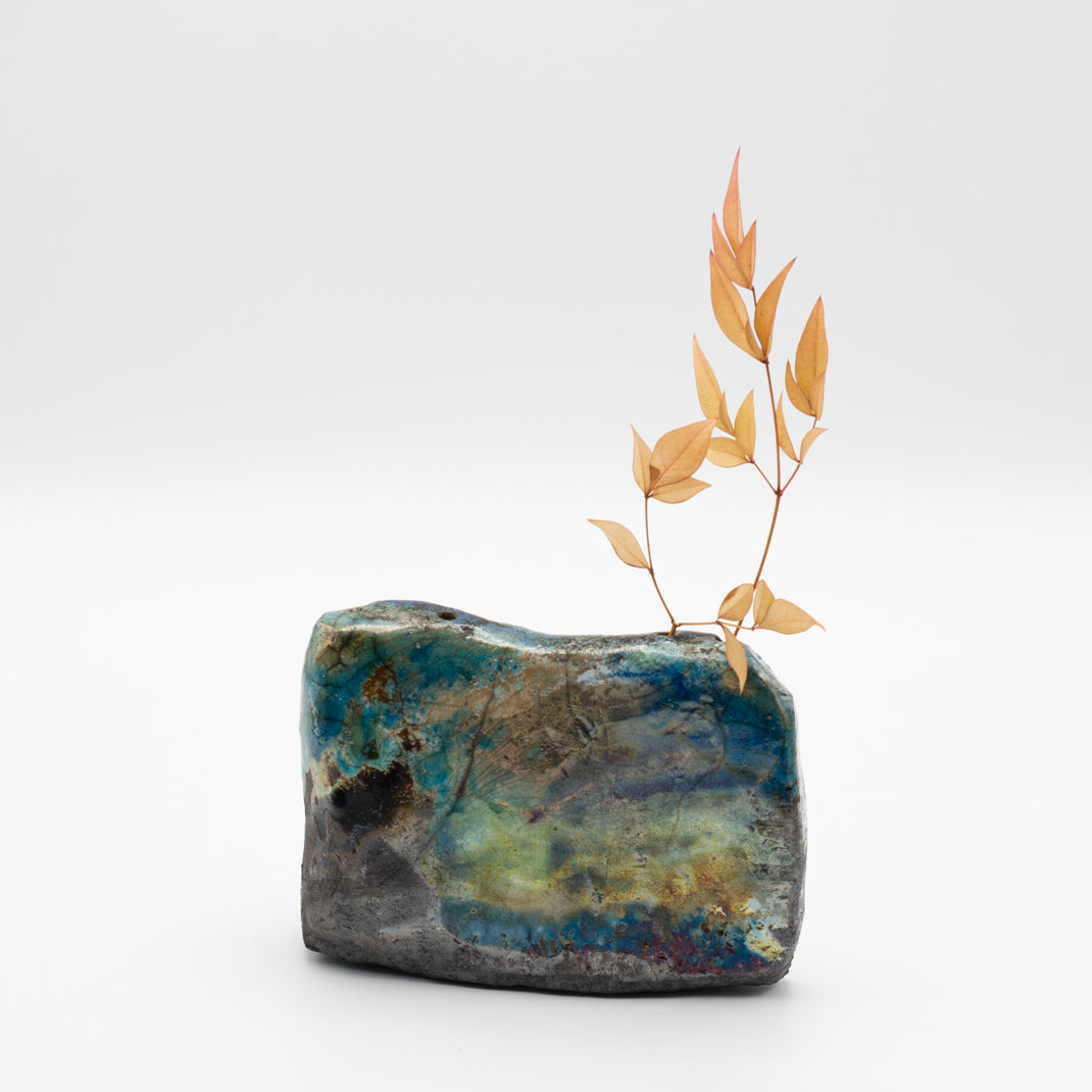 Dry Raku sea vase, unique piece