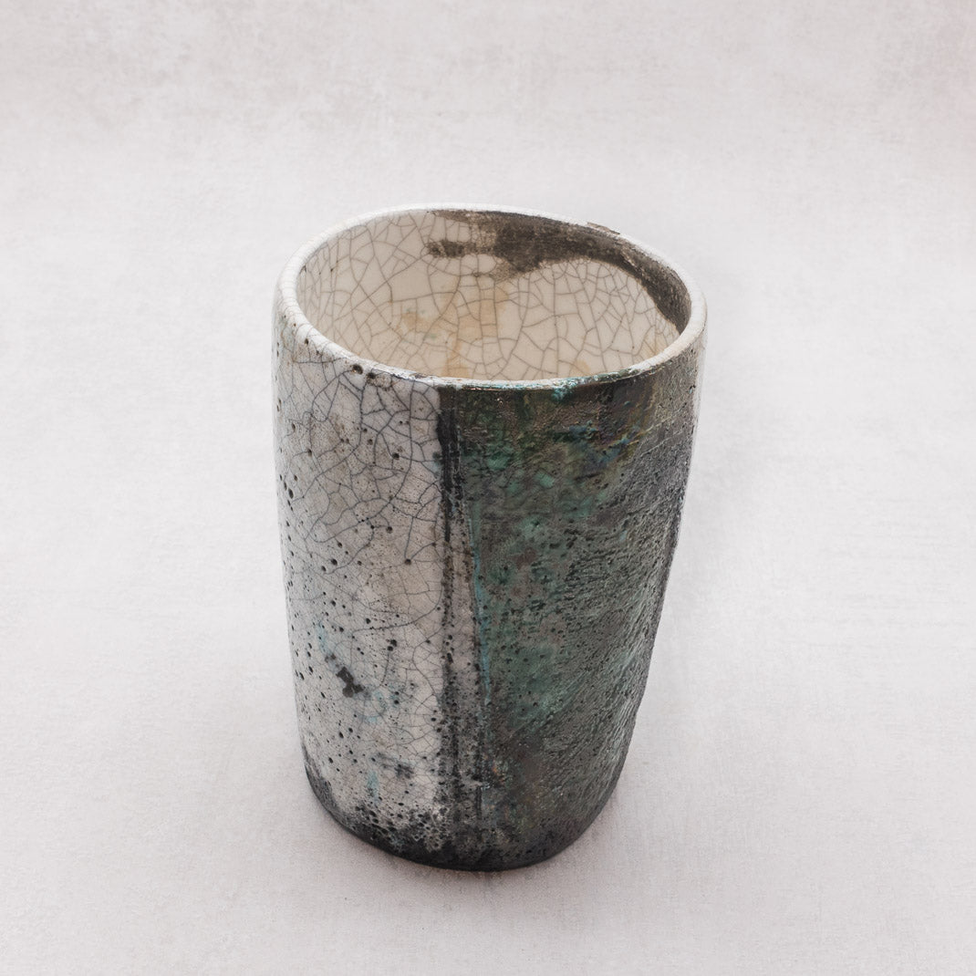 Raku Vase Kawasemi Jade, unique piece