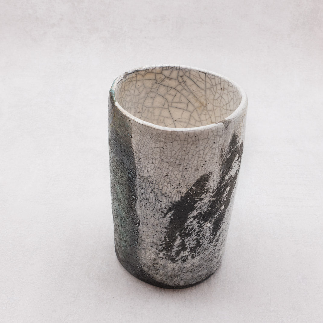 Raku Vase Kawasemi Jade, unique piece