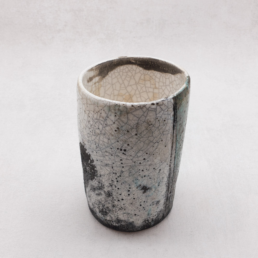 Raku Vase Kawasemi Jade, unique piece