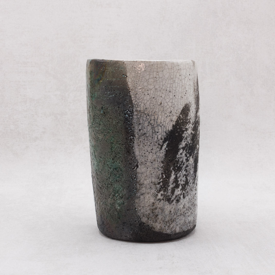 Raku Vase Kawasemi Jade, unique piece