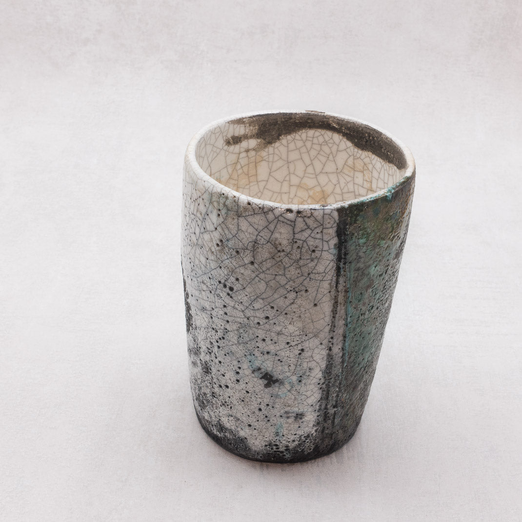 Raku Vase Kawasemi Jade, unique piece