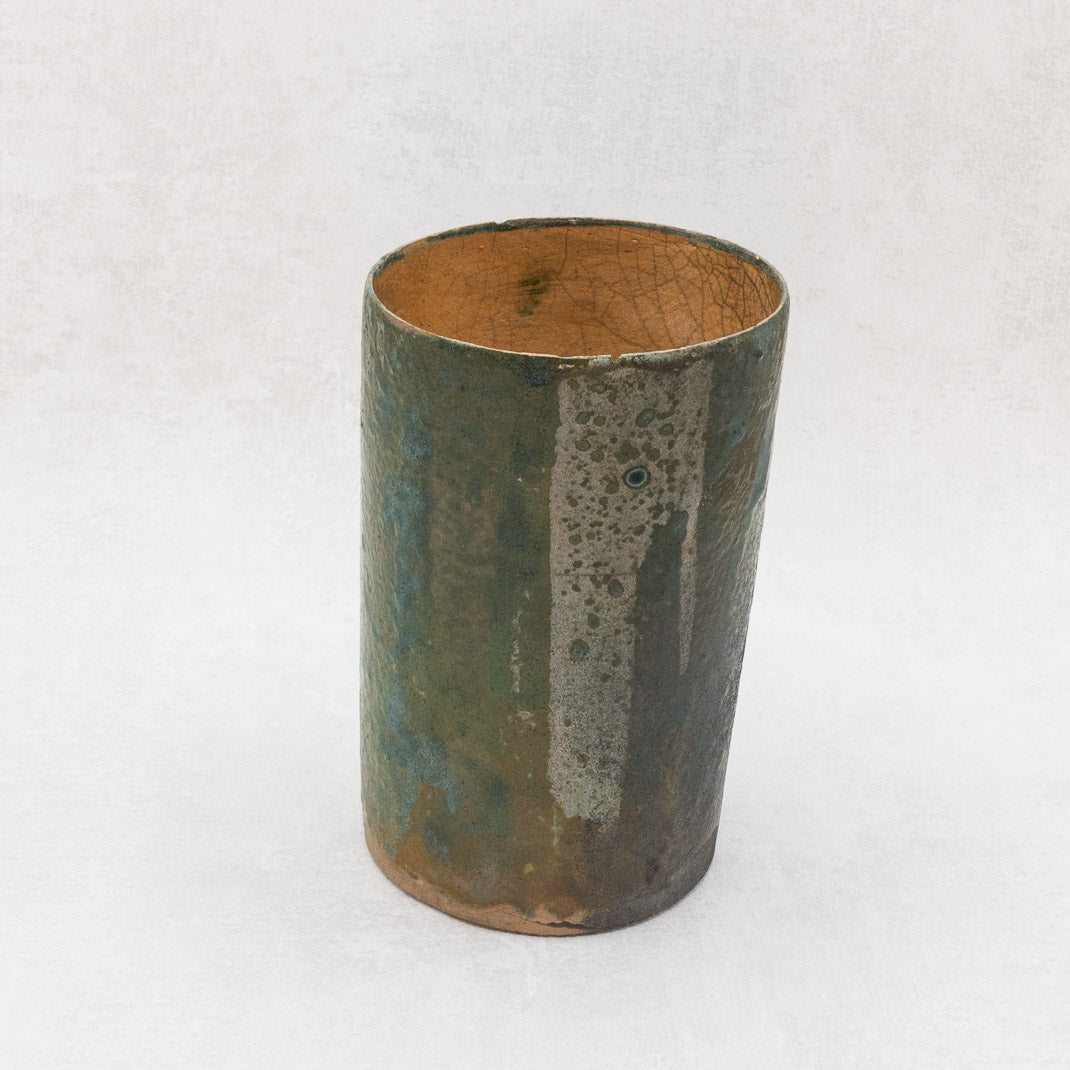 Jade Green Raku Vase, unique piece